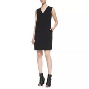 Vince sleeveless leather trim dress